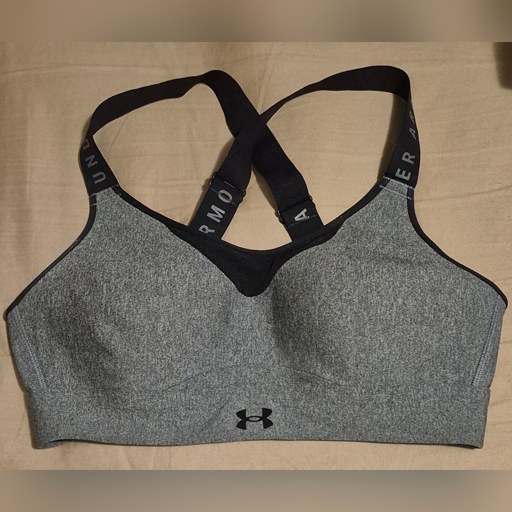 Under Armour Gray and Black Racerback Sports Bra